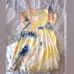 Cotton Candy tie dye dress with cutouts, Small